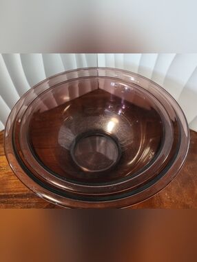 Vintage Pyrex Amethyst (or Cranberry) Glass Mixing Bowl.